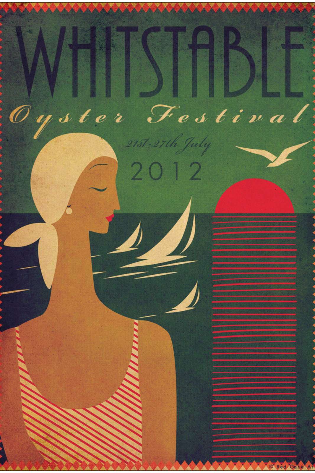 Vintage Seaside Lady Whitstable Oyster Festival Wall Art