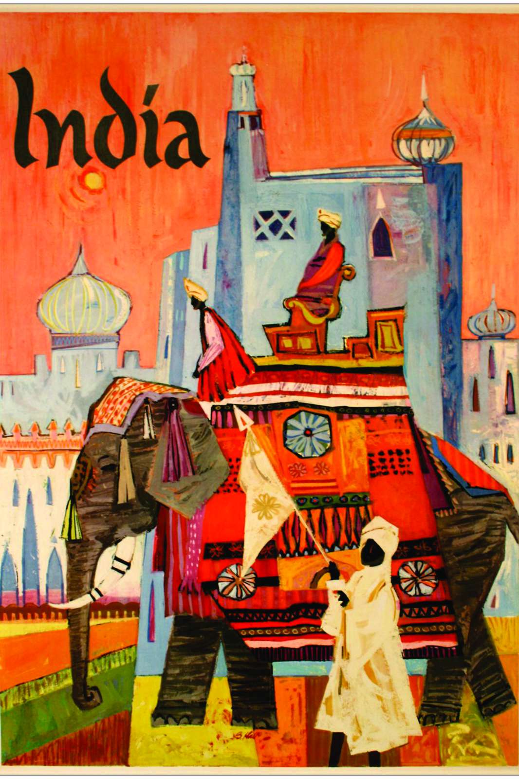 Vibrant Indian Elephant Procession Wall Art