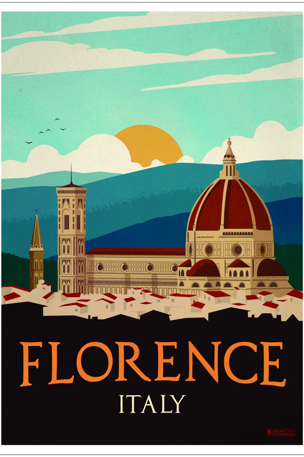 Florence Cathedral Skyline Vintage Wall Art