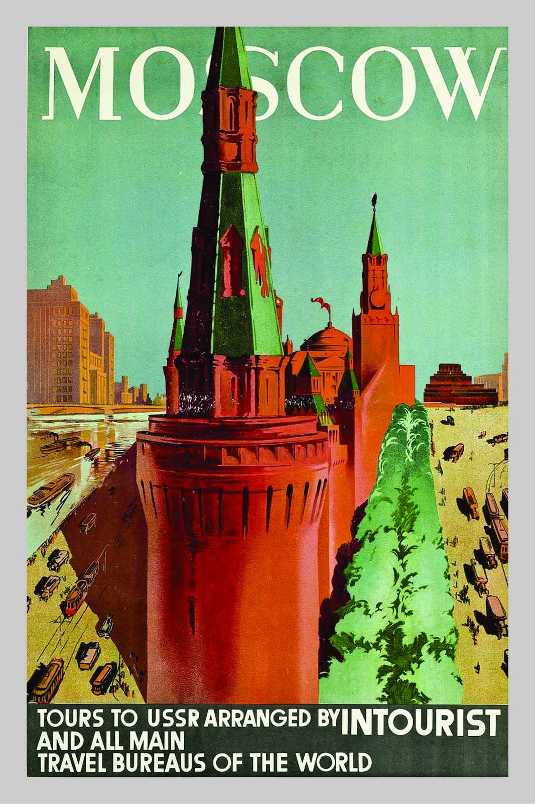 Retro Moscow Kremlin Travel Poster Wall Art