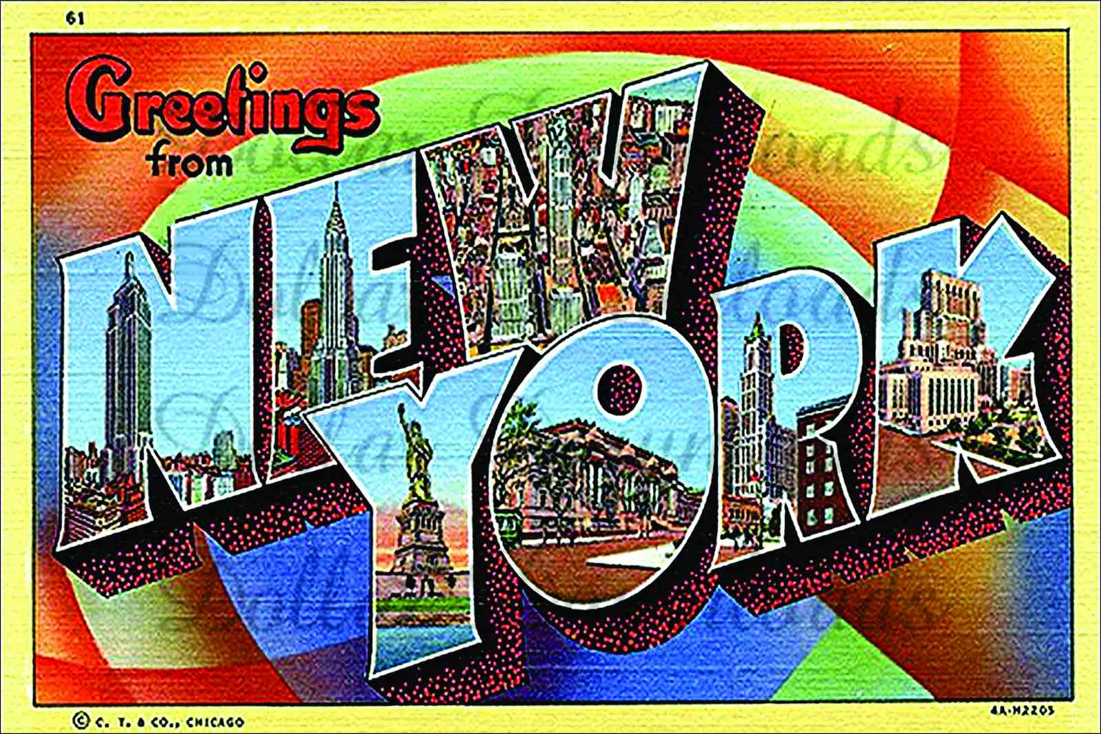 Vintage New York City Skyline Greetings Wall Art