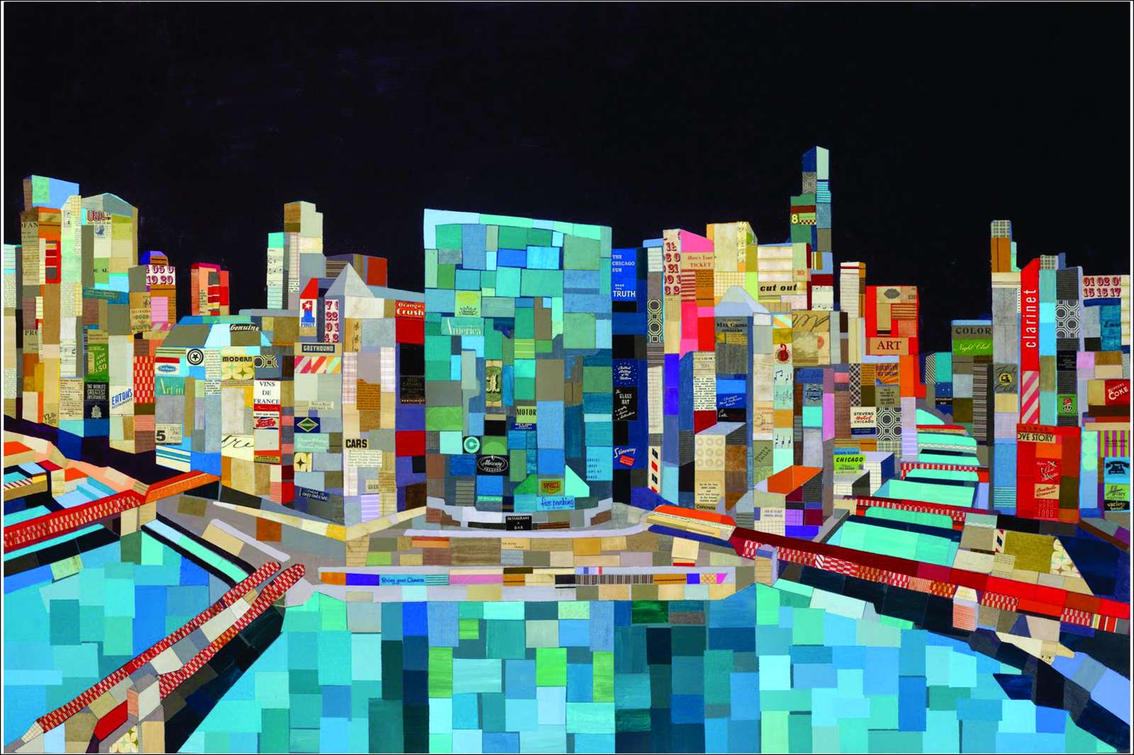 Vibrant Cityscape Collage Wall Art