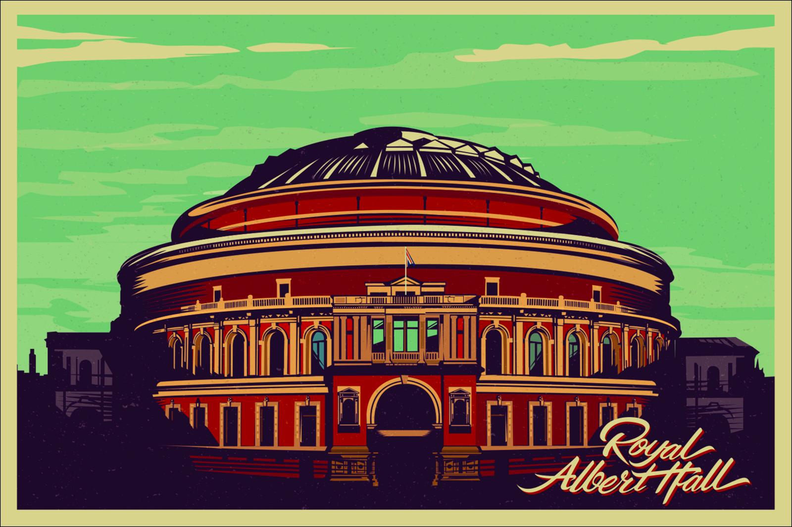 London Royal Albert Hall Vintage Travel Wall Art