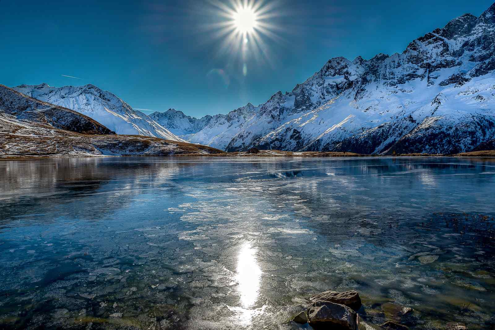 Serene Mountain Lake Iced Landscape Wall Art