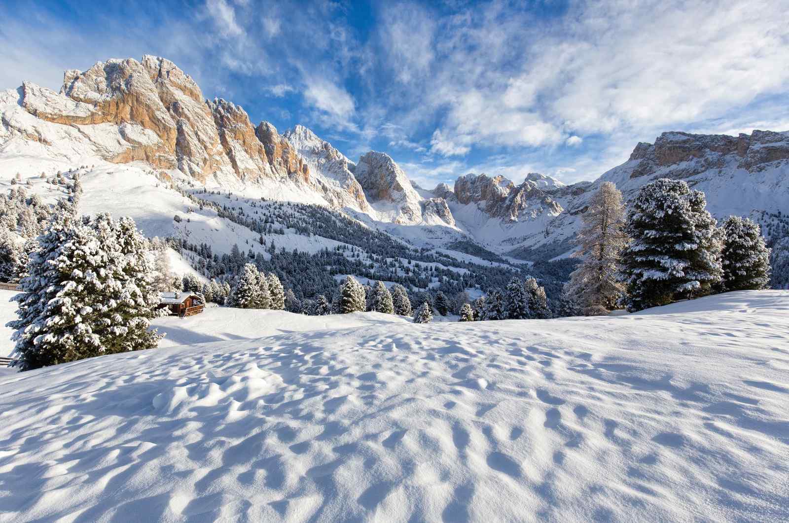 Serene Mountain Cabin Winter Landscape Wall Art