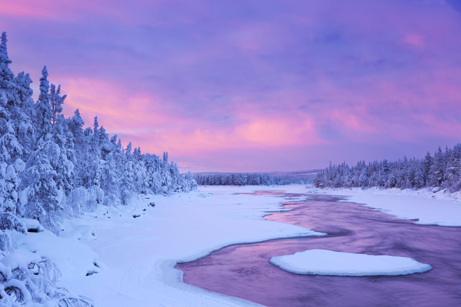 Winter River Sunrise Snow Trees Wall Art