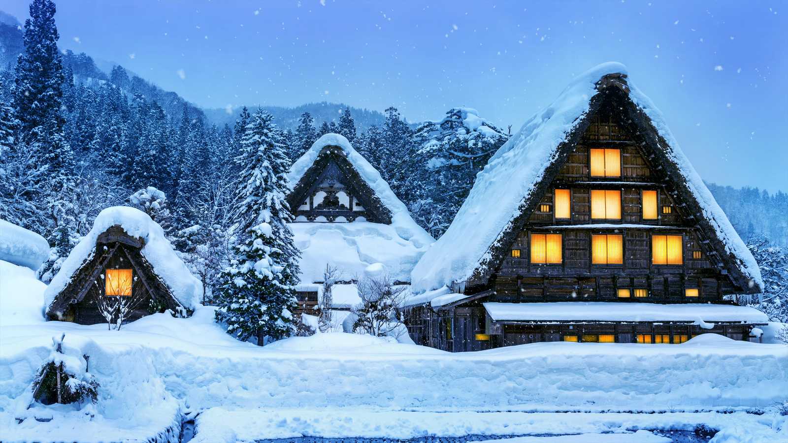 Cozy Winter Village Japan Wall Art