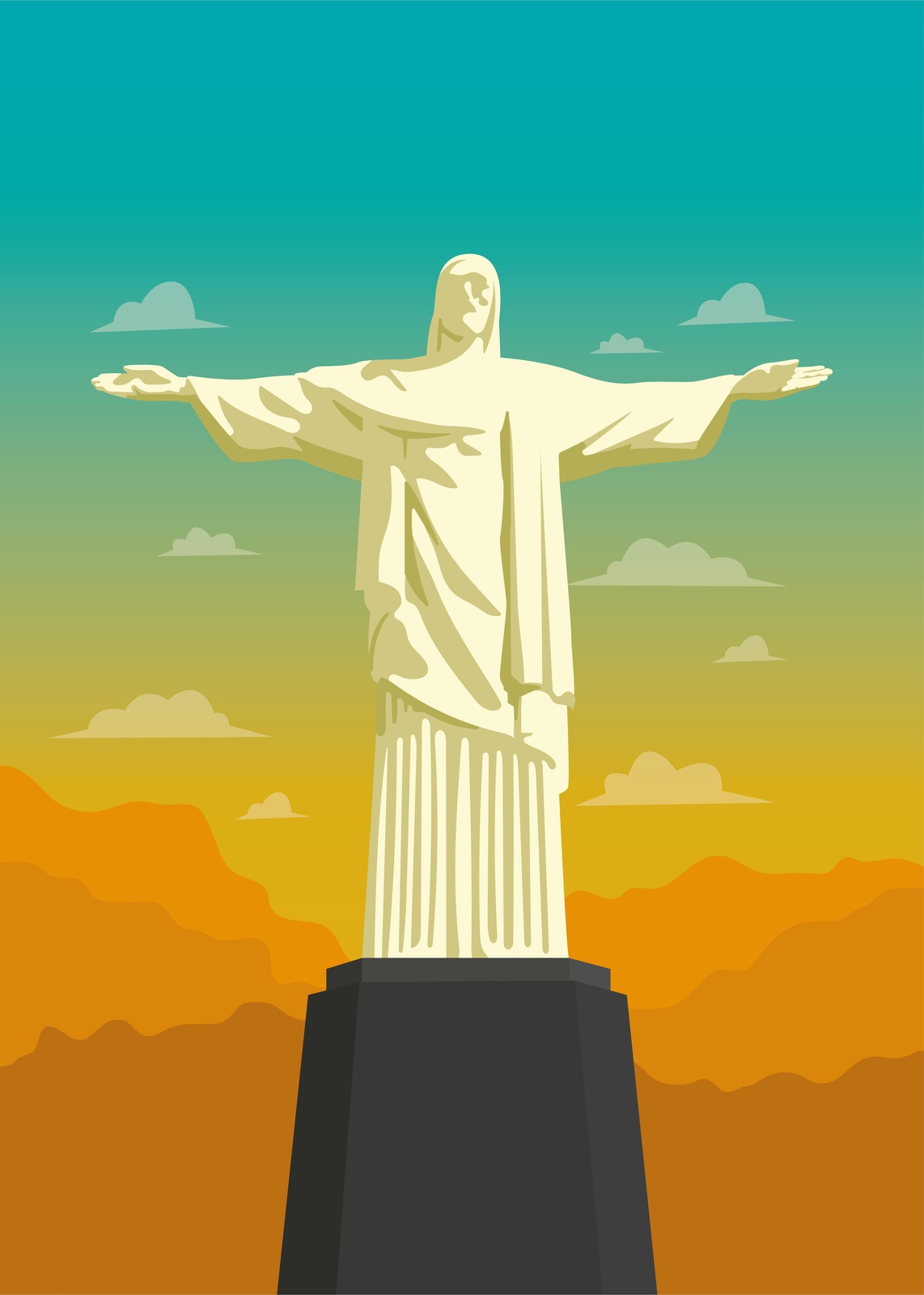 Iconic Christ the Redeemer Rio Sunset Wall Art