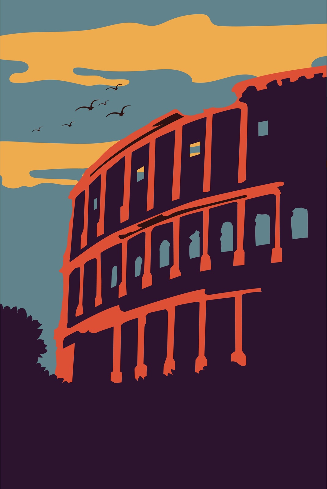 Colosseum Sunset Archway Wall Art