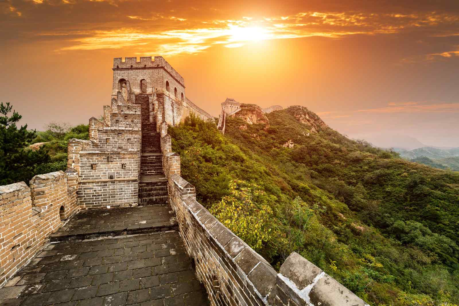 Great Wall of China Sunset Landscape Wall Art