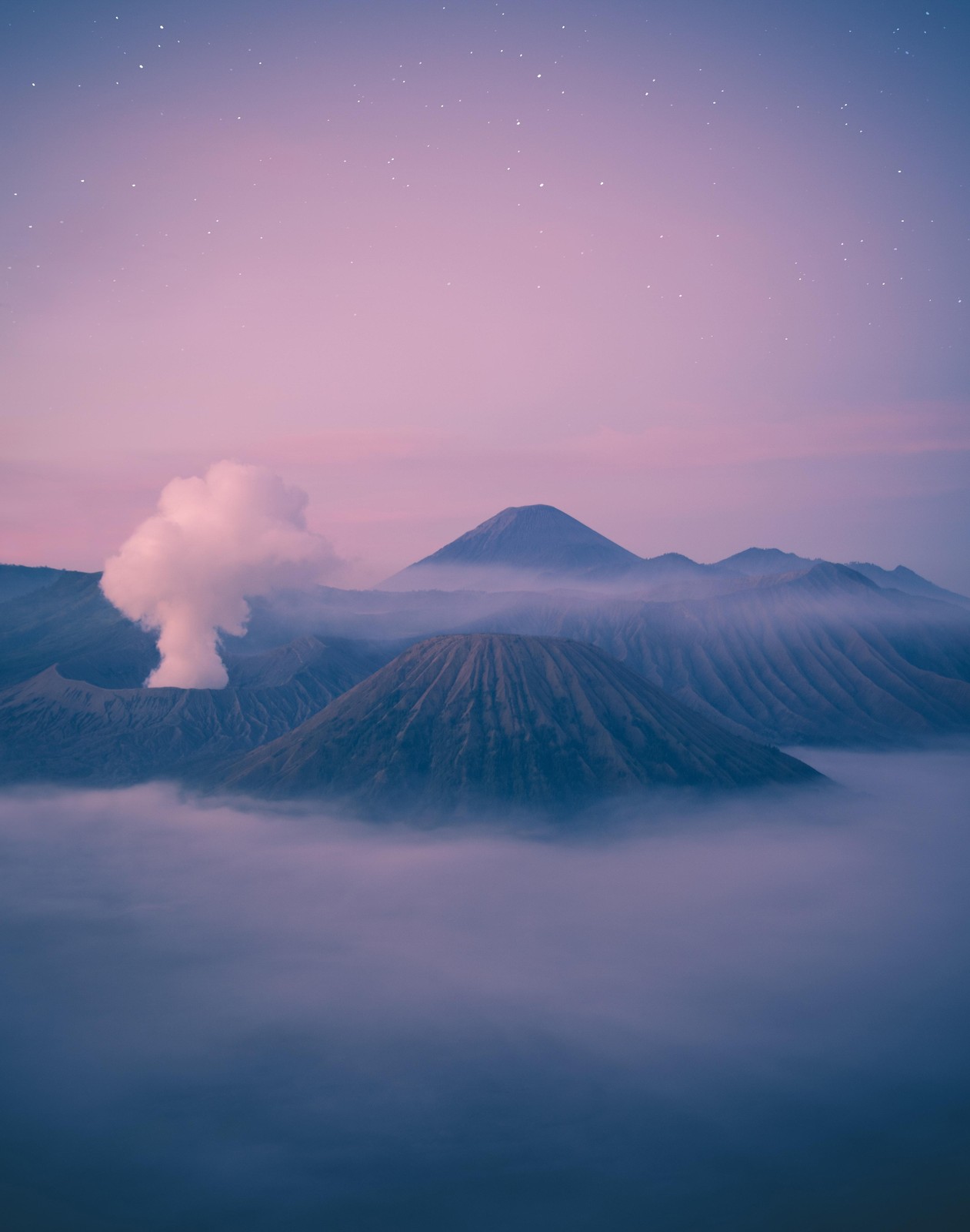 Misty Volcano Landscape Wall Art