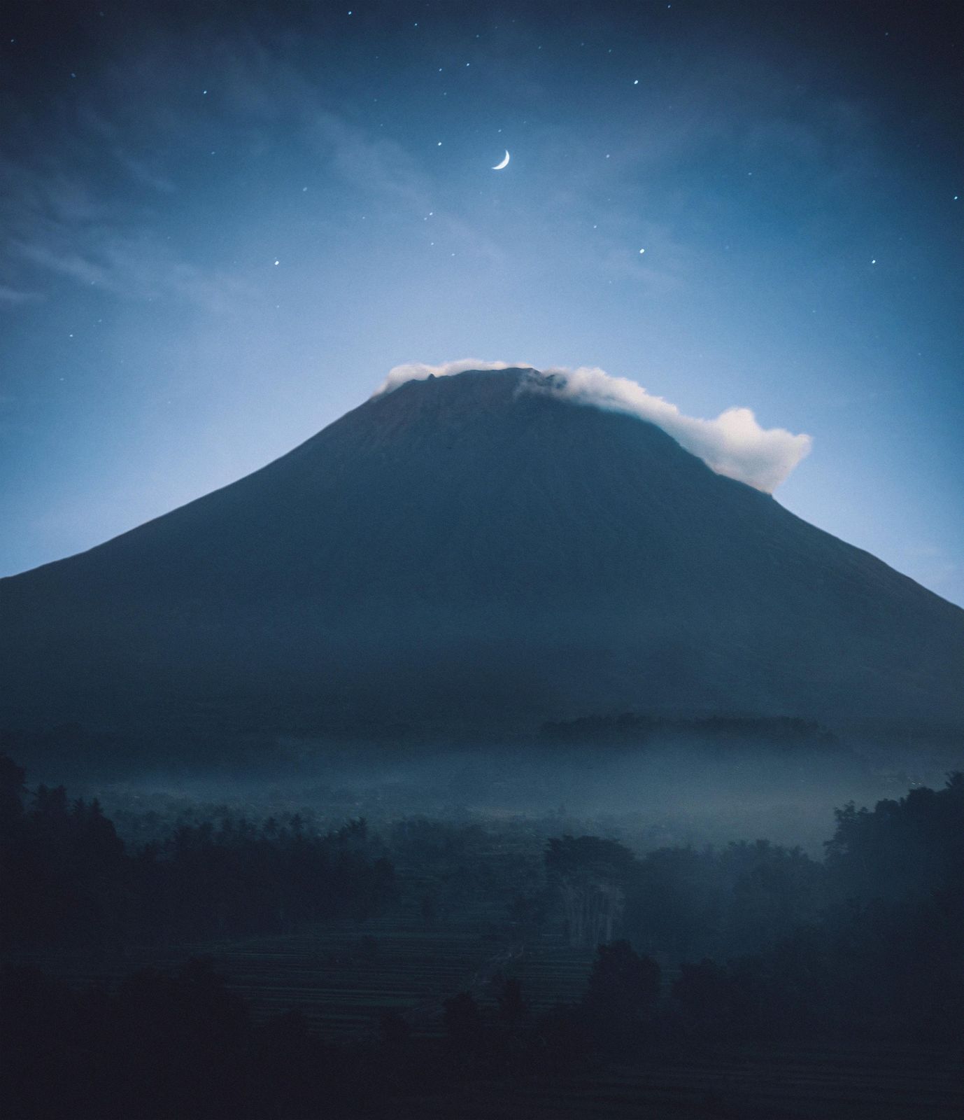 Misty Mountain Night Sky Wall Art