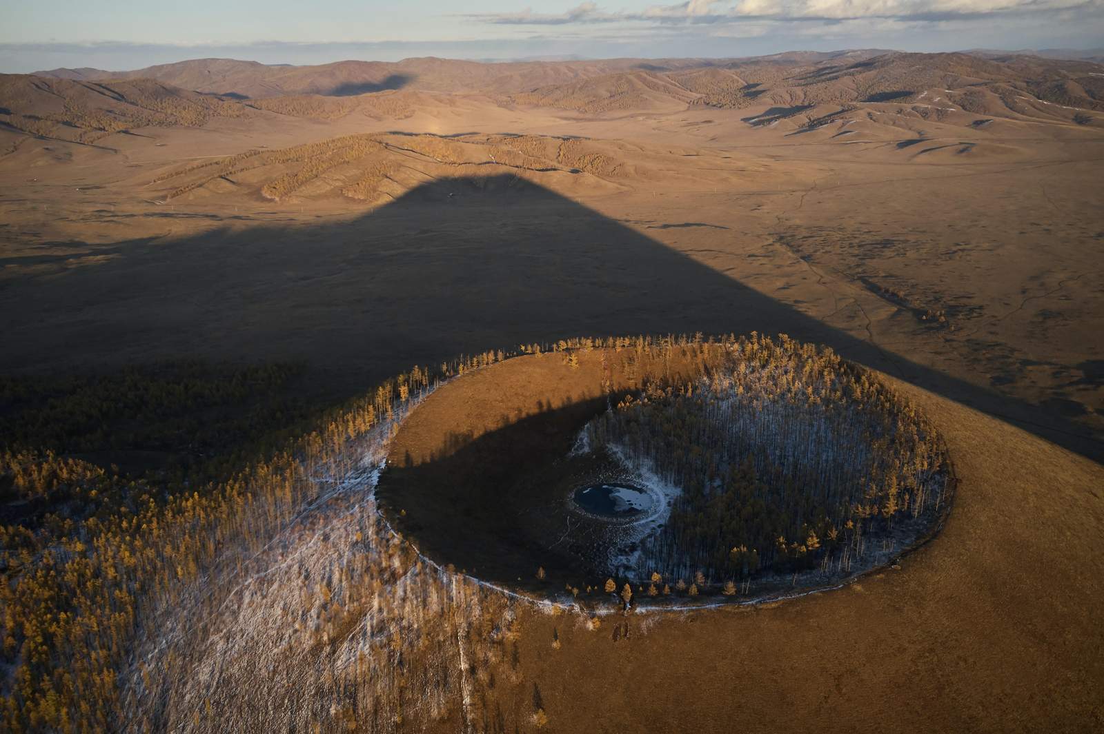 Mongolian Crater Landscape Aerial Wall Art