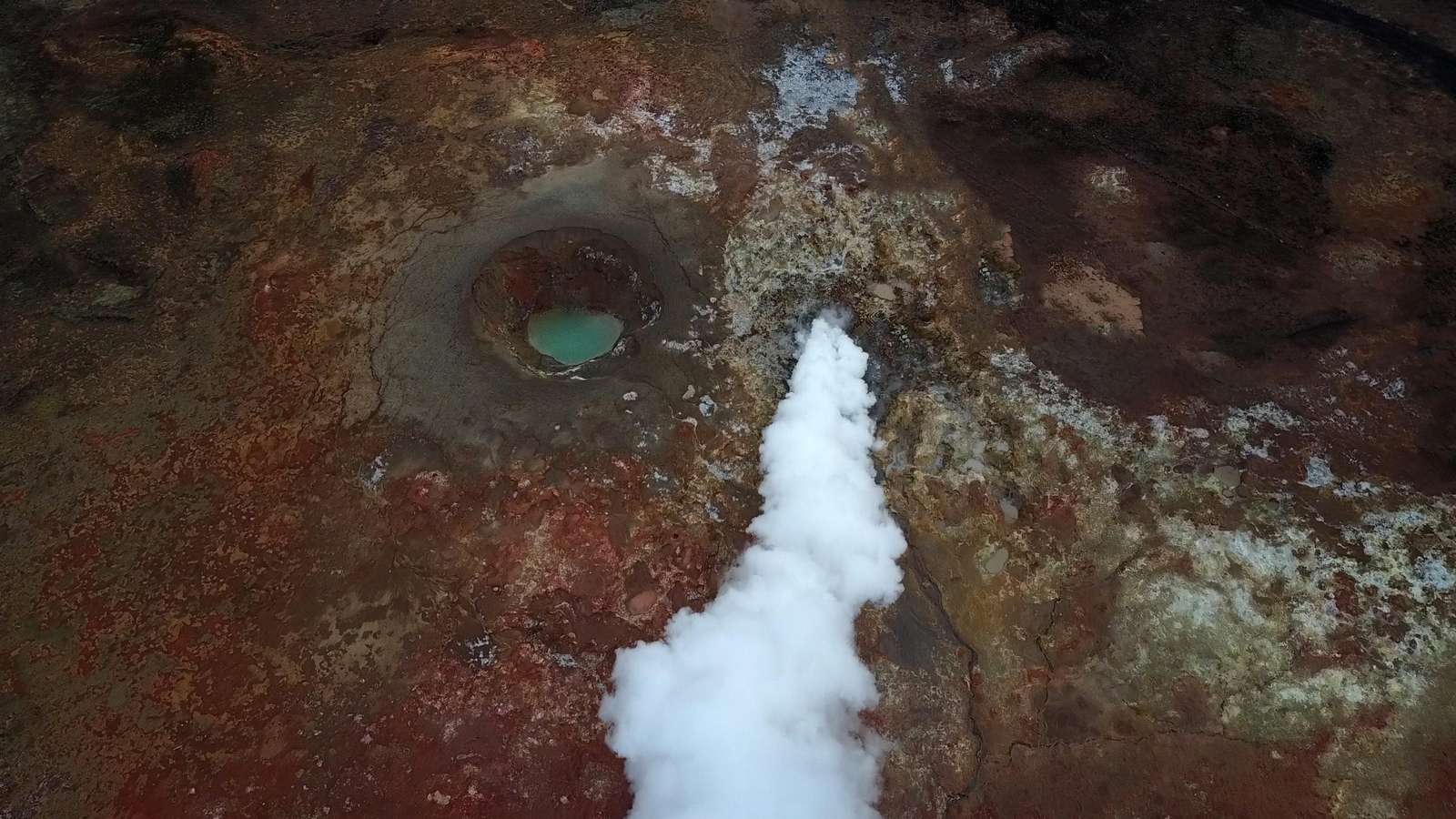 Volcanic Landscape Steam & Teal Pool Wall Art