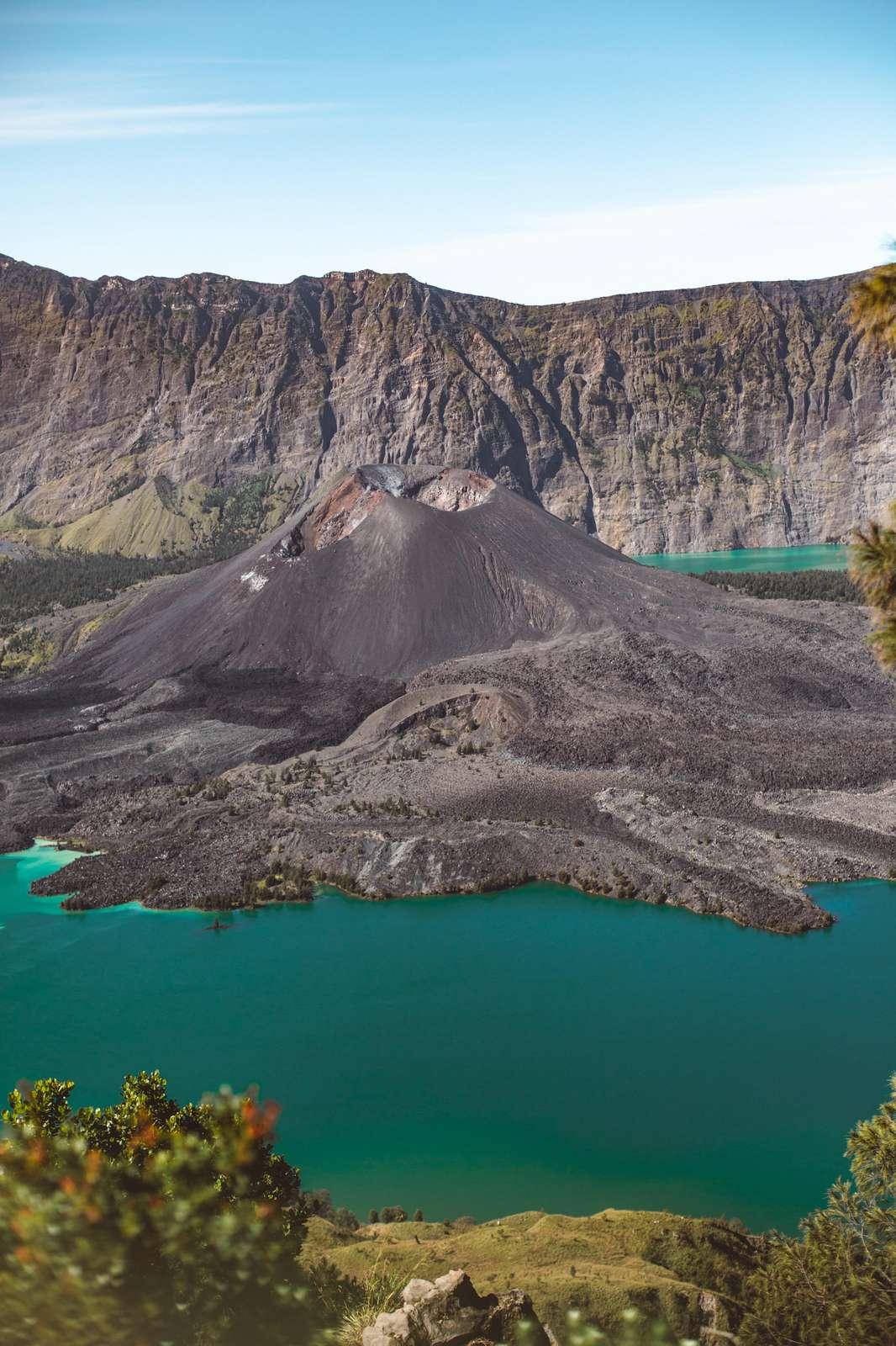 Majestic Volcano Lake Landscape Wall Art
