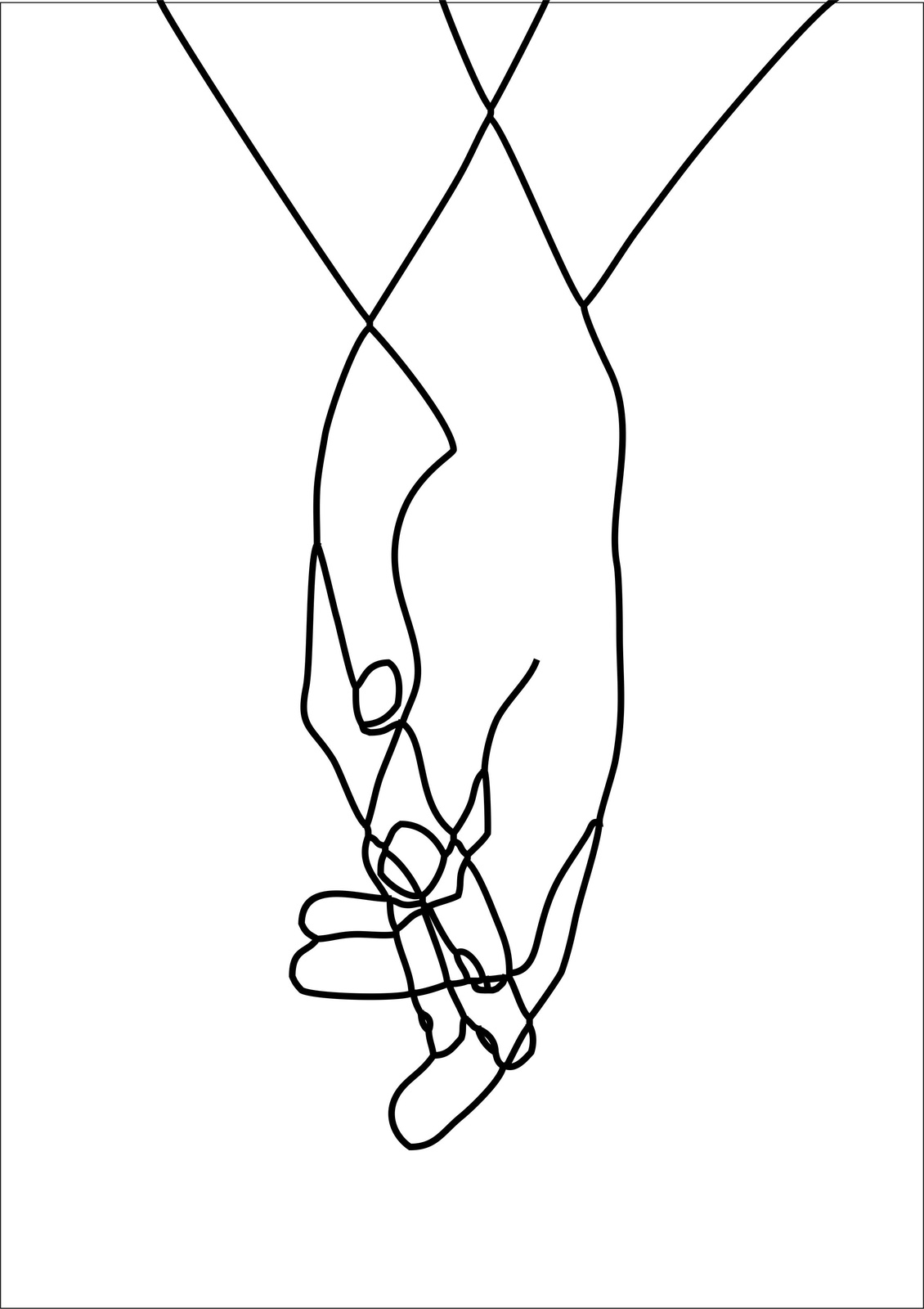 Minimalist Love Hands Line Art Wall Art