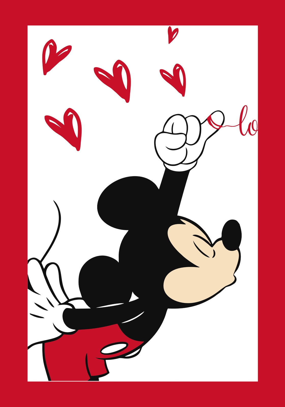 Mickey Mouse Red Hearts 'Love' Wall Art