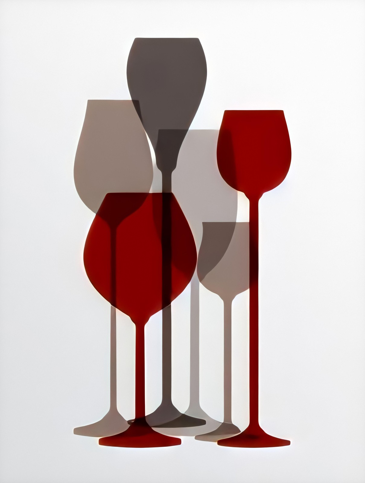 Modern Red Wine Glasses Wall Art