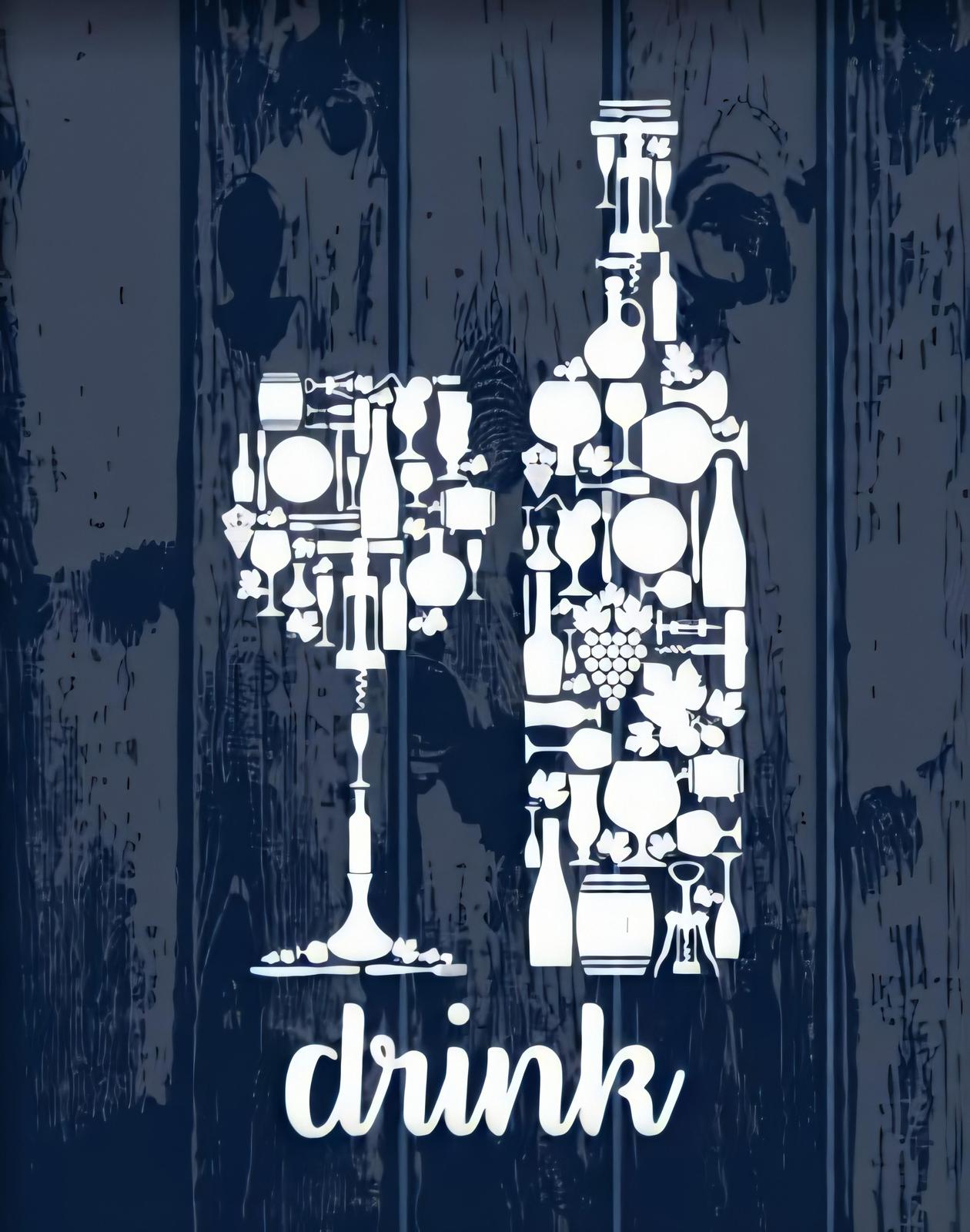 Elegant Wine & Spirits Collage Wall Art
