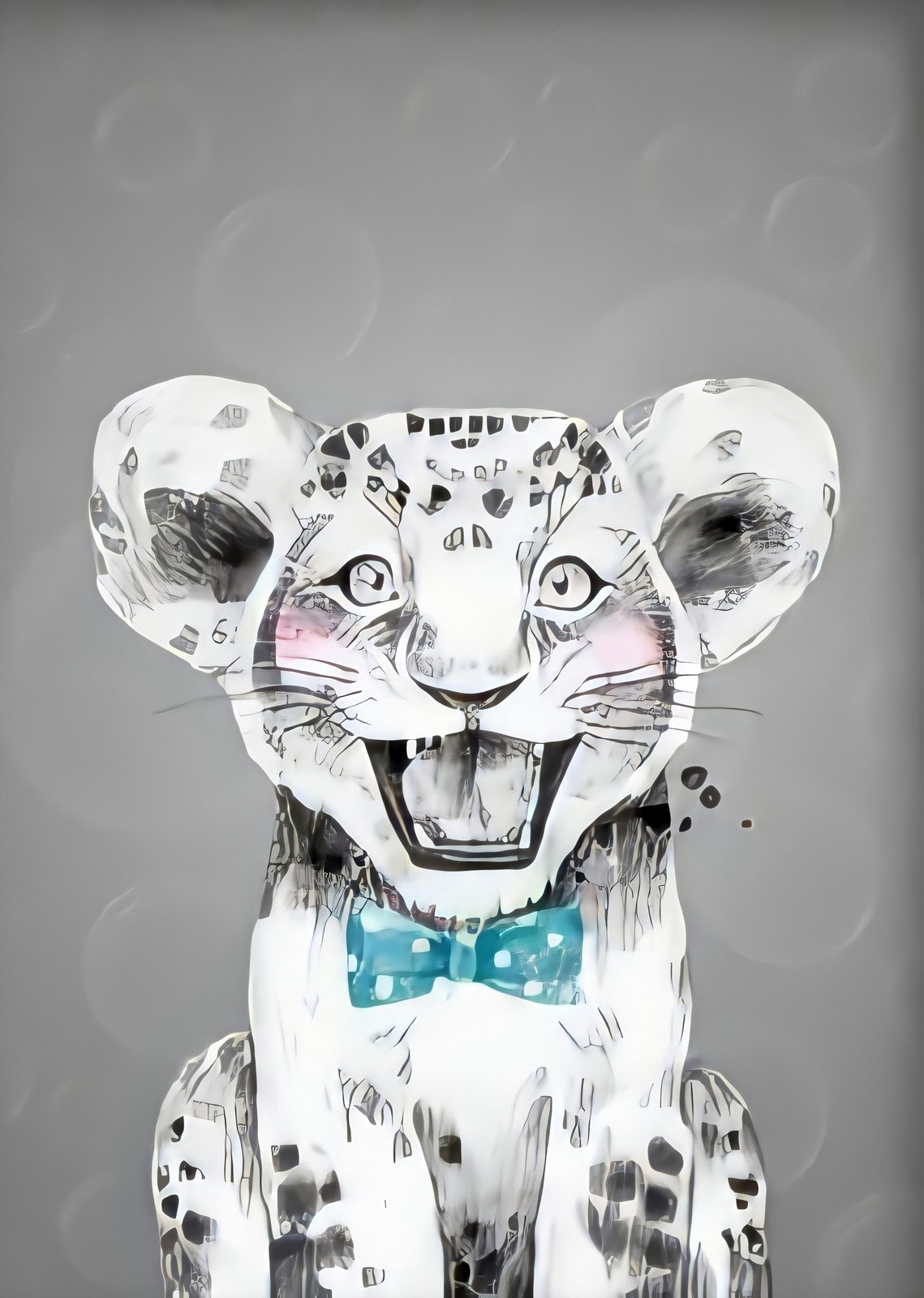 Chic Snow Leopard Bow Tie Wall Art