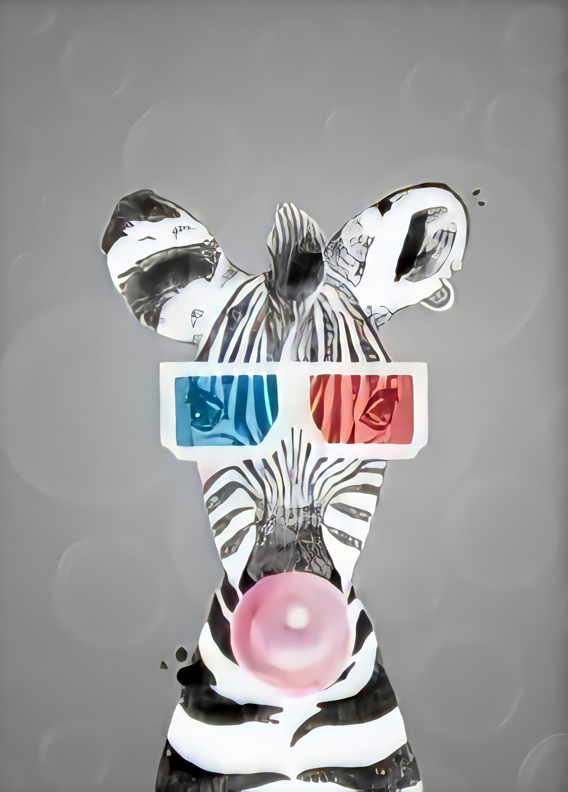 Playful Zebra 3D Glasses Bubblegum Wall Art