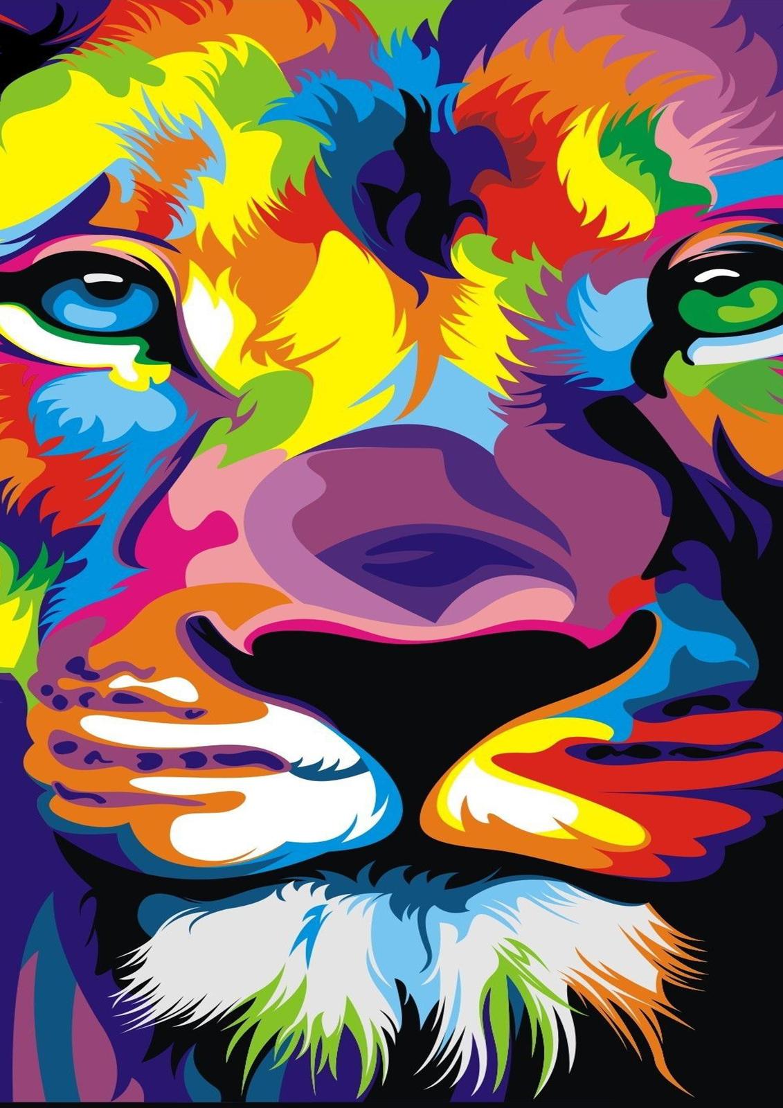 Vibrant Pop Art Lion Head Wall Art