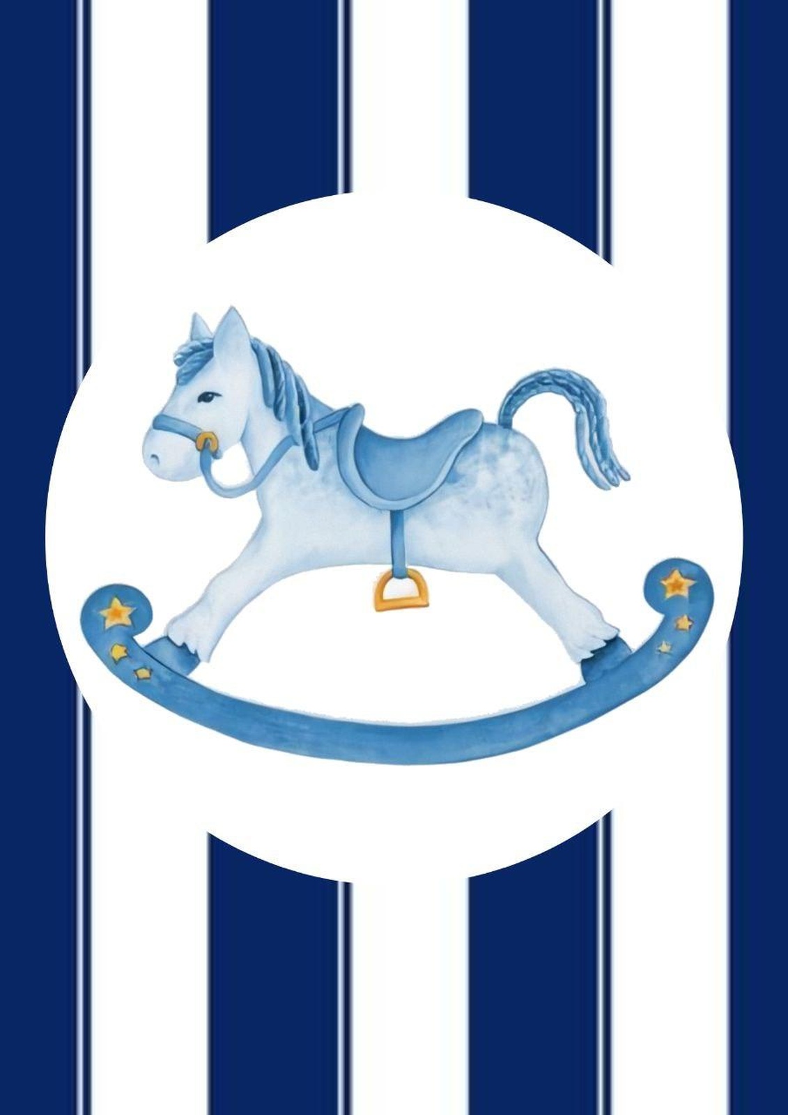 Sweet Blue Rocking Horse Nursery Art Wall Art