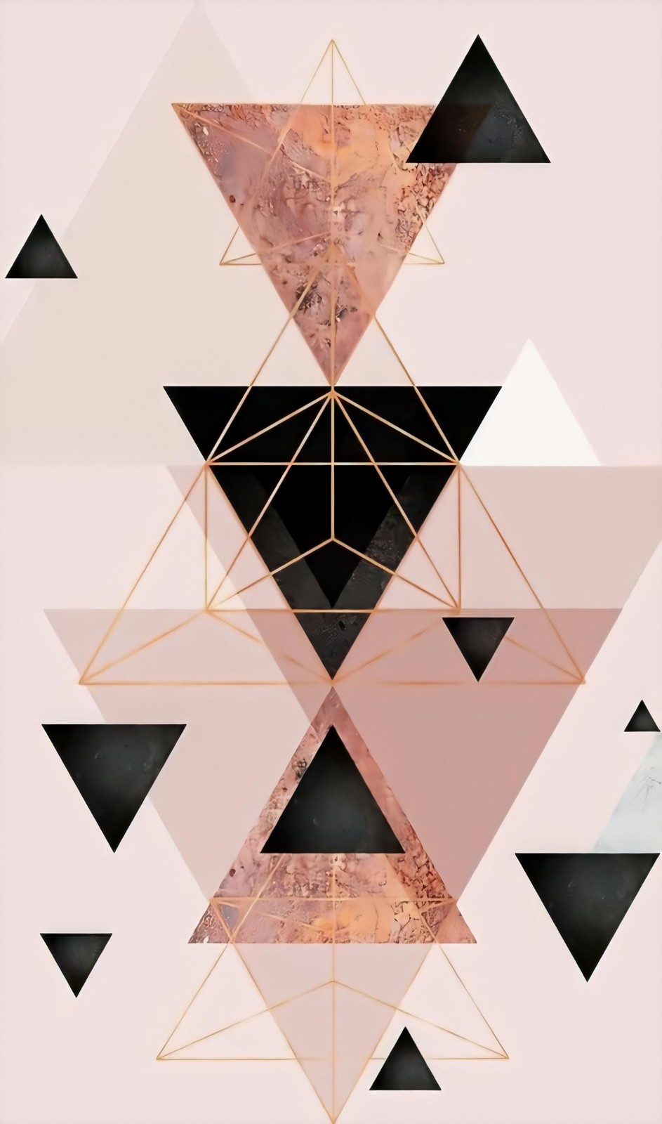Geometric Rose Gold & Black Triangle Wall Art