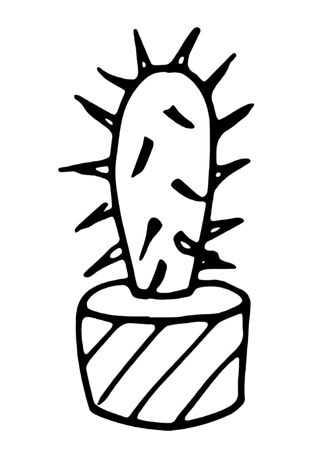 Minimalist Cactus Outline Wall Art