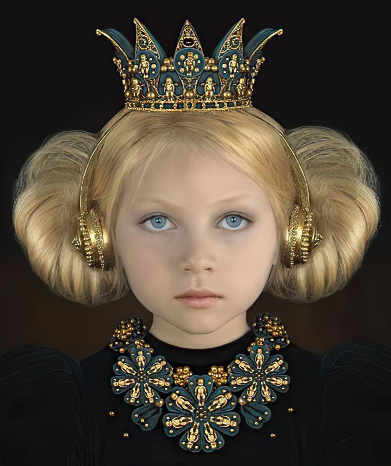 Royal Child with Crown and Headphones Wall Art