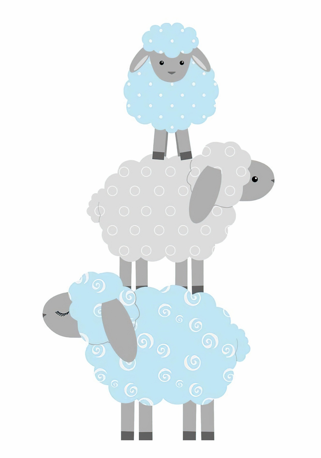 Cute Sheep Stack Baby Nursery Decor Wall Art