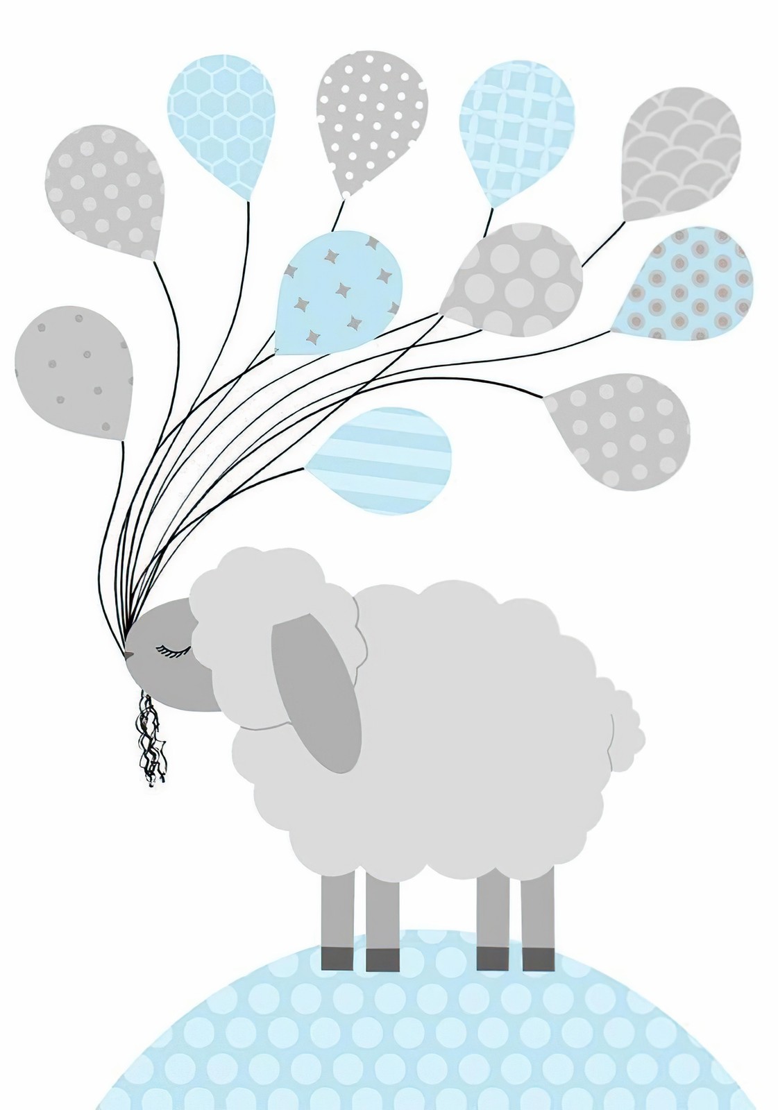 Whimsical Sheep & Balloons Wall Art
