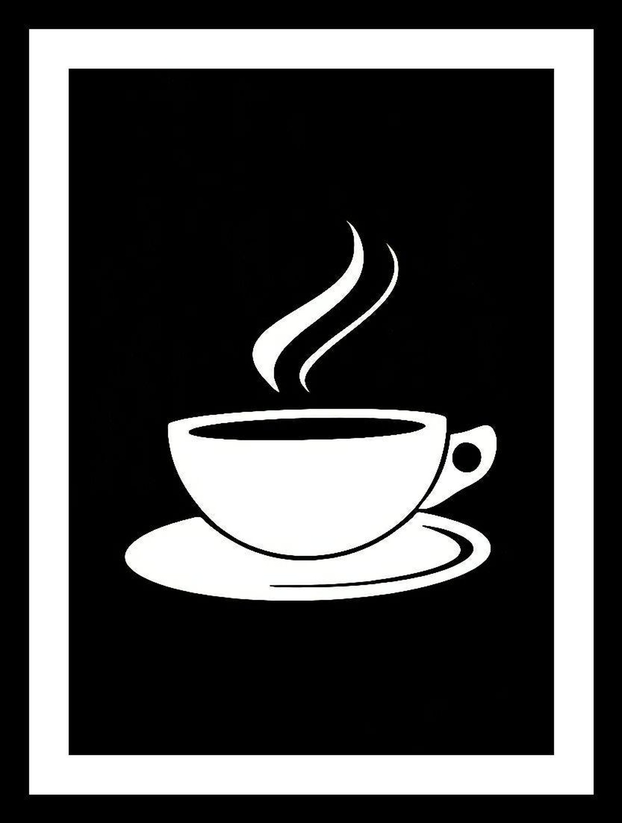 Minimalist Coffee Steam Cup Wall Art