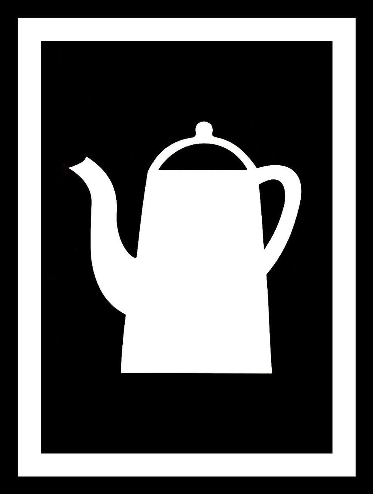 Minimalist White Teapot Black Wall Art