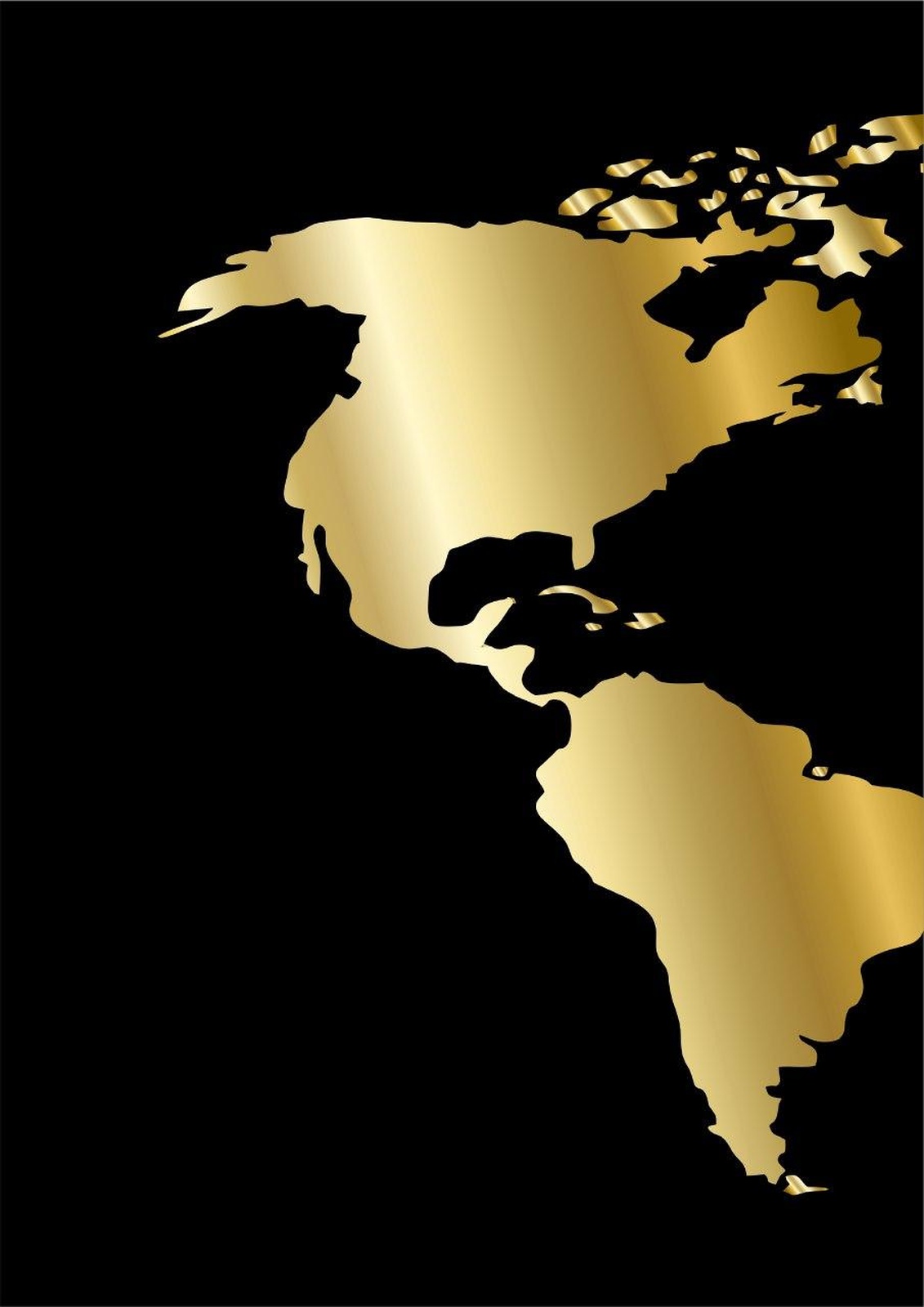 Elegant Gold Americas World Map Wall Art