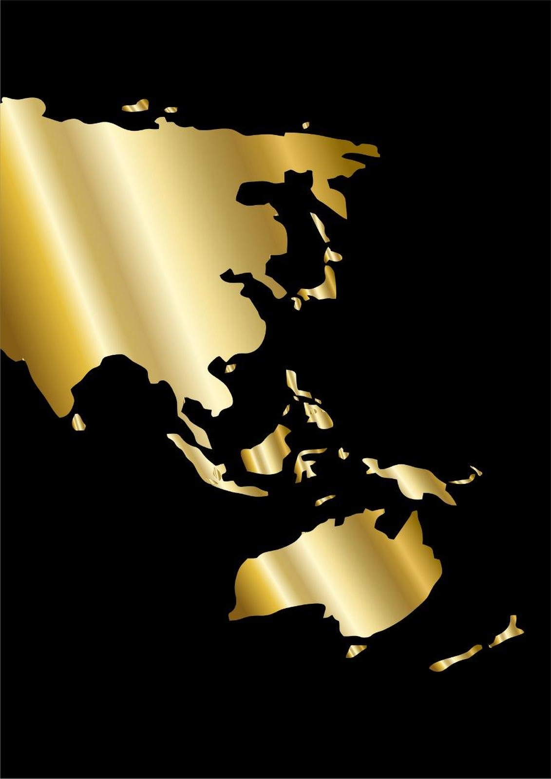 Gold World Map Silhouette Wall Art
