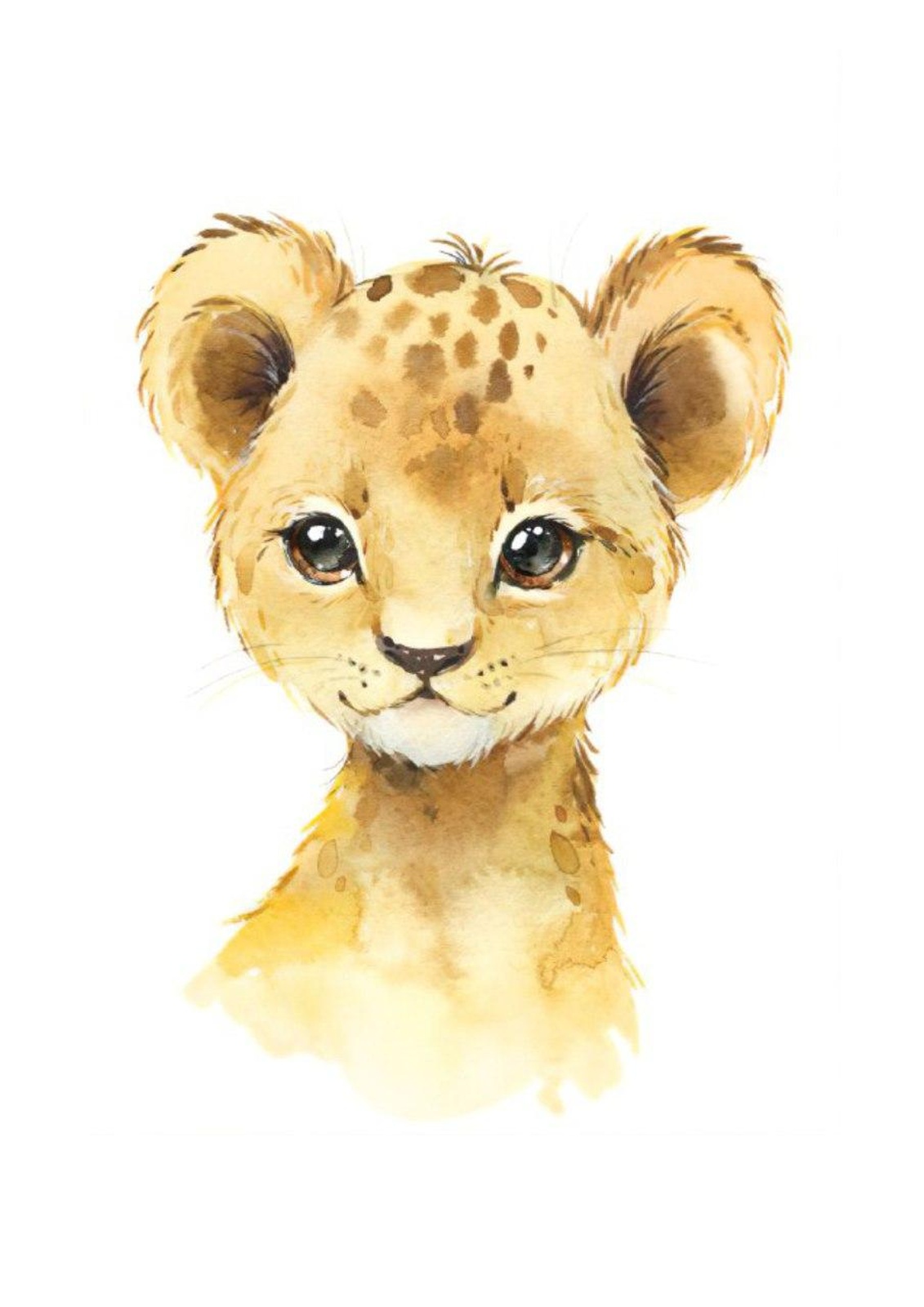 Adorable Lion Cub Watercolor Wall Art Wall Art