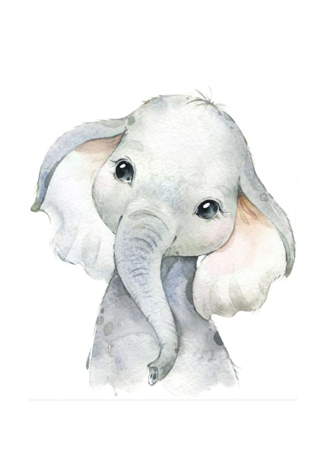 Adorable Watercolor Baby Elephant Wall Art