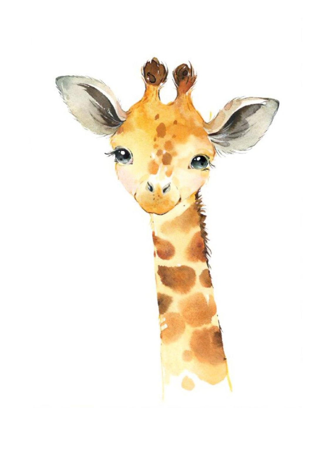 Cute Watercolor Giraffe Nursery Art Wall Art