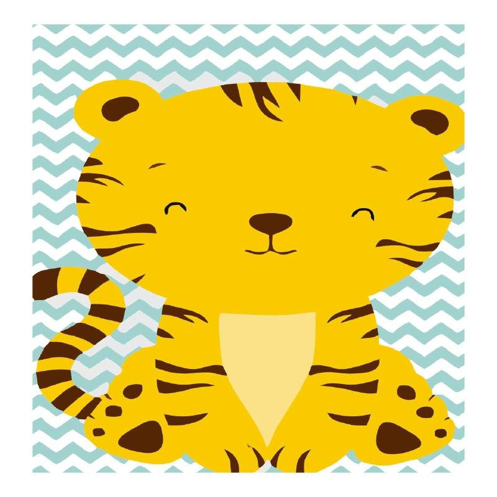 Adorable Baby Tiger Chevron Wall Art