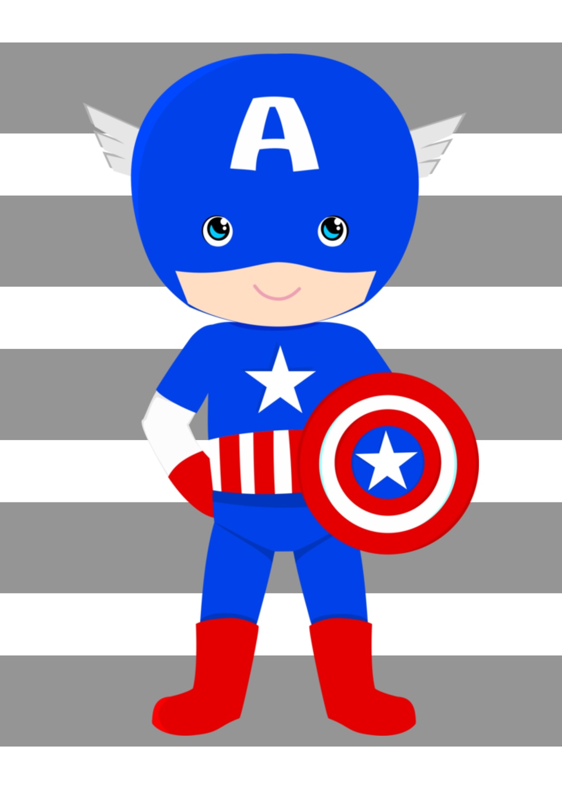 Cute Captain America Hero Wall Art
