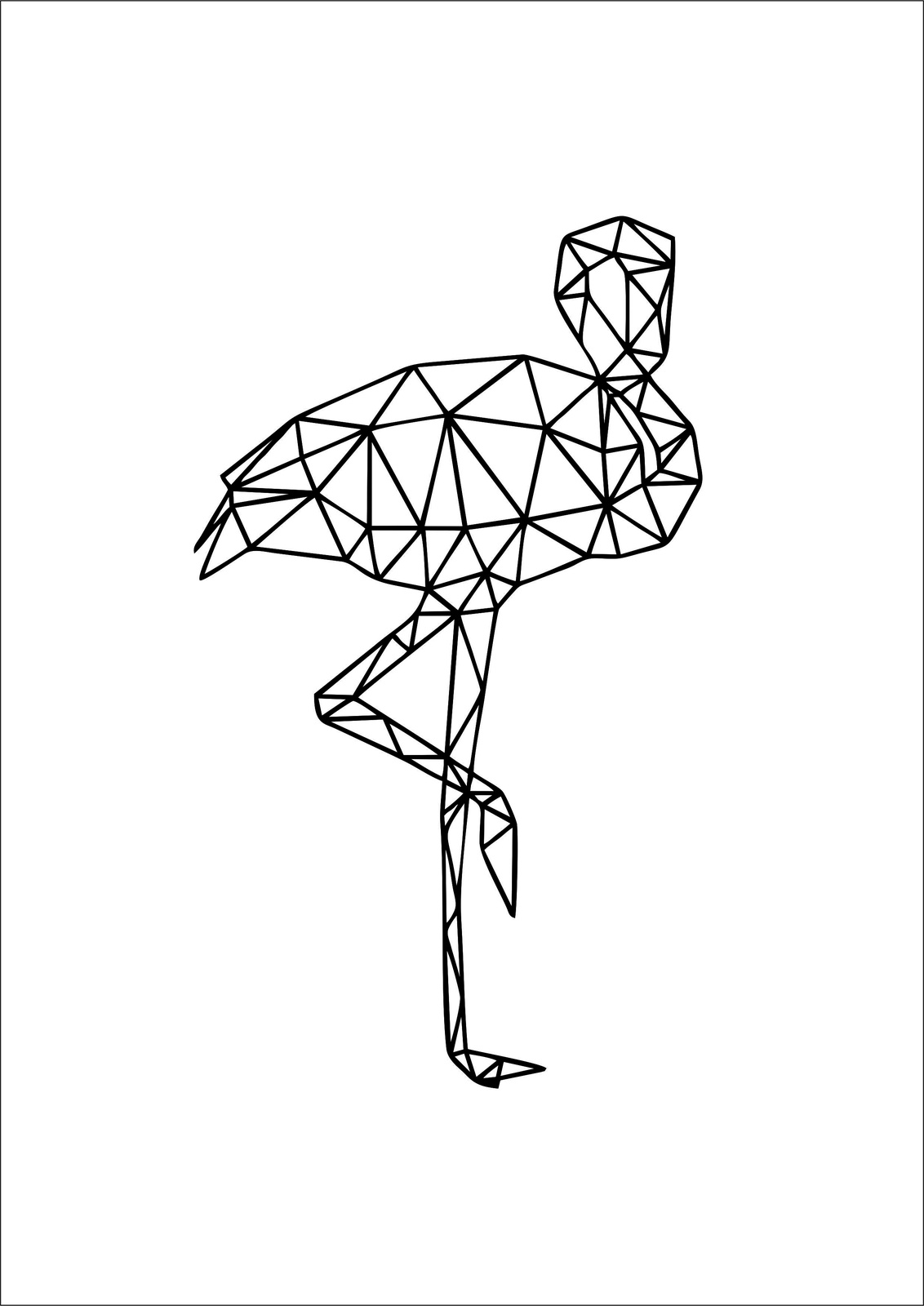 Geometric Flamingo Line Art Wall Art