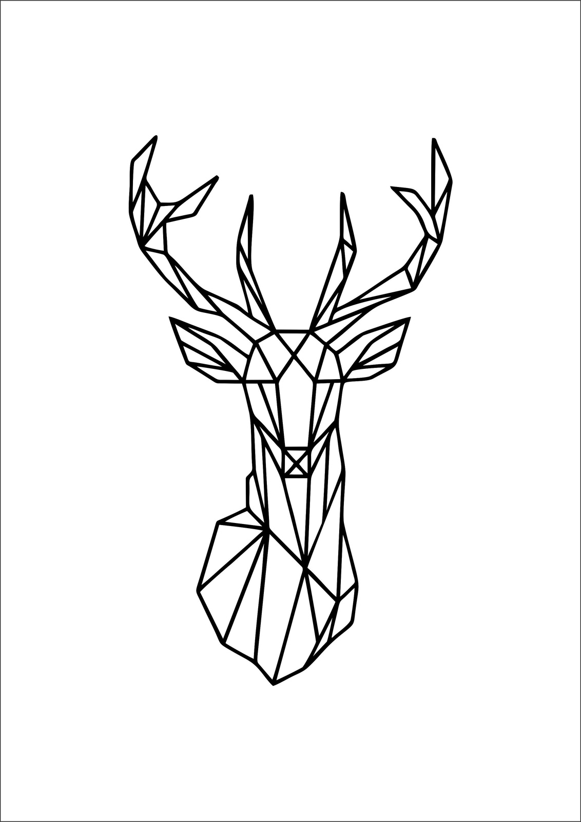 Geometric Deer Head Minimalist Wall Art
