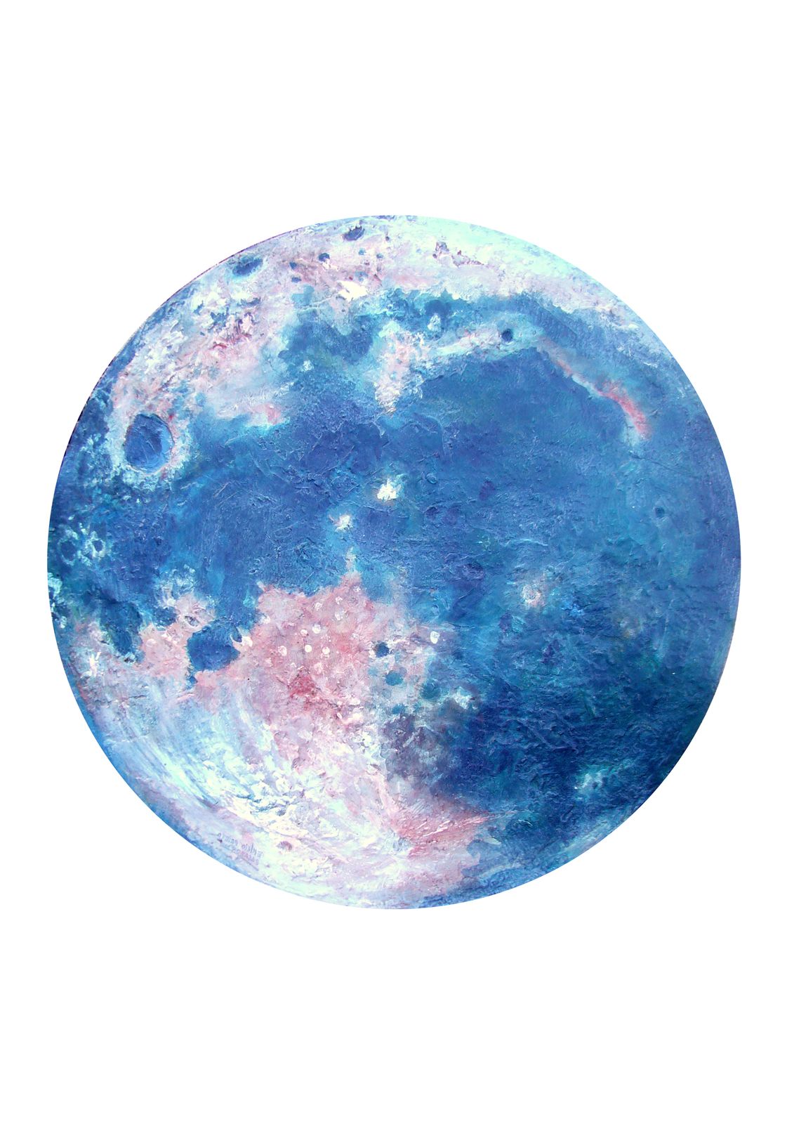 Cosmic Blue Moon Textured Wall Art