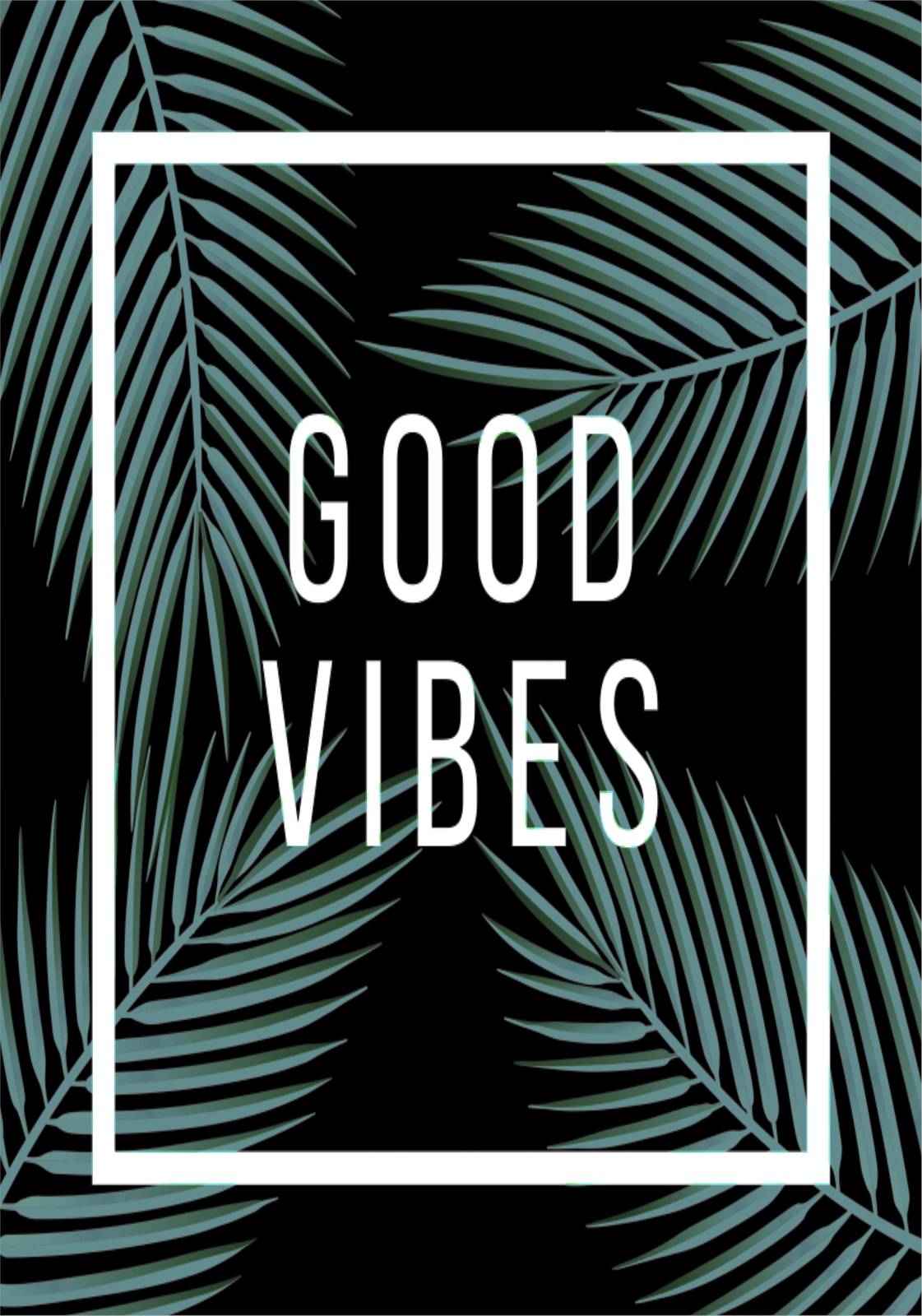 Good Vibes Tropical Palm Leaf Wall Art