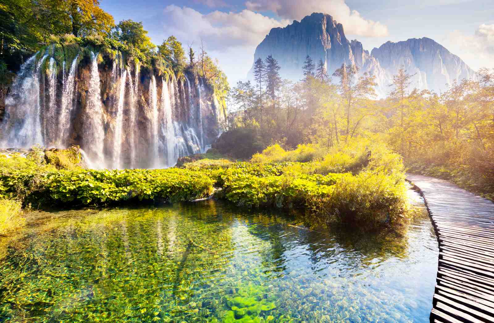 Serene Waterfall & Mountain Landscape Wall Art