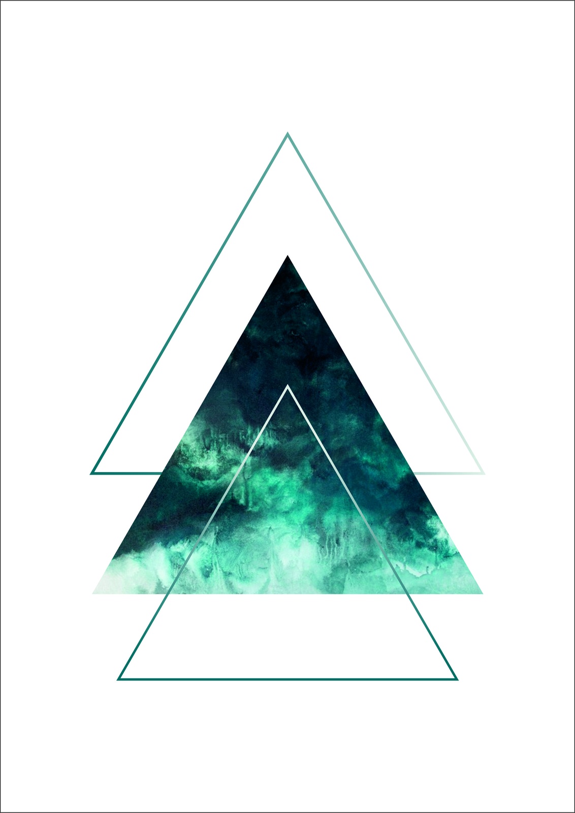 Abstract Geometric Teal Mountain Wall Art