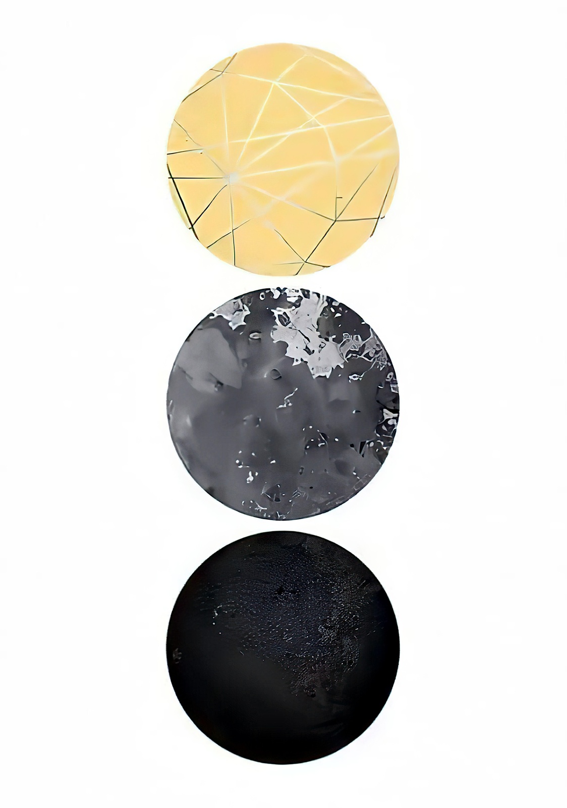 Abstract Circles Geometric Gold Gray Black Wall Art