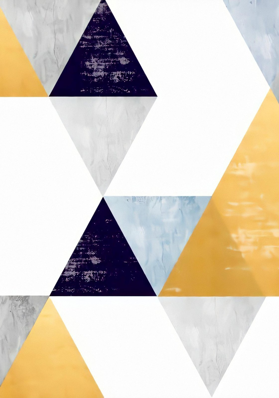 Modern Geometric Gold & Navy Triangles Wall Art