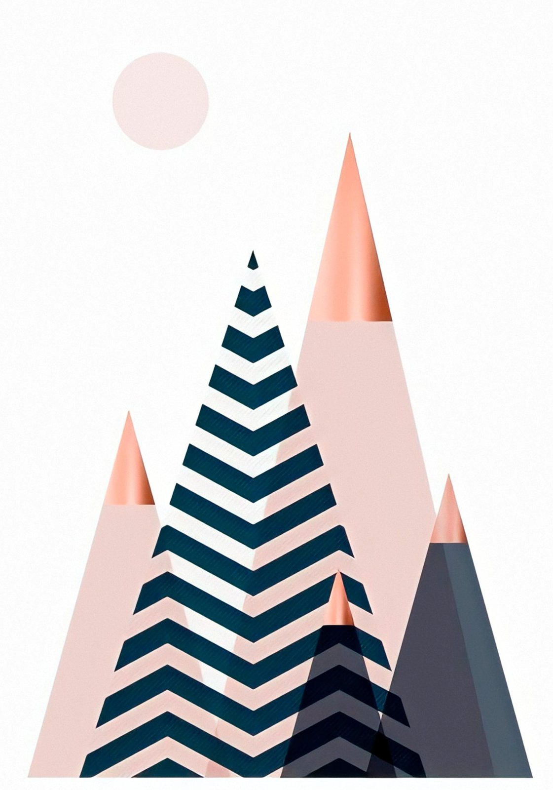 Geometric Mountain Sunset Wall Art